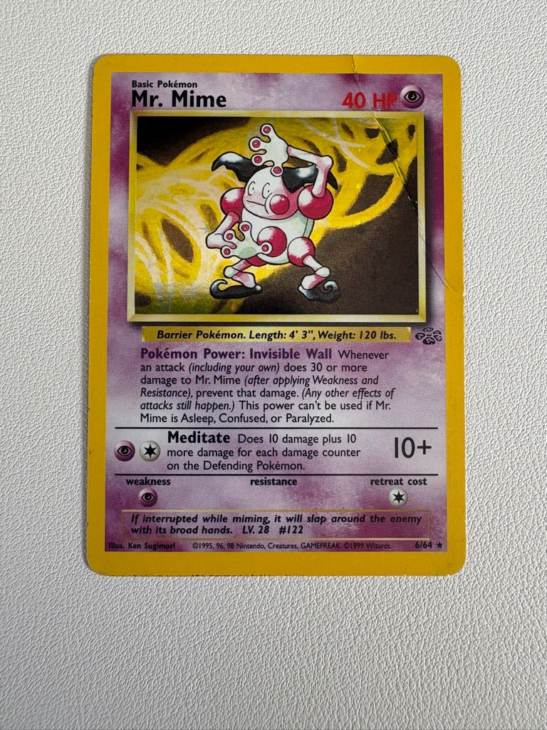 Mr. Mime Jungle Holo Card 6/64 Unlimited Rare MP/HP Condition