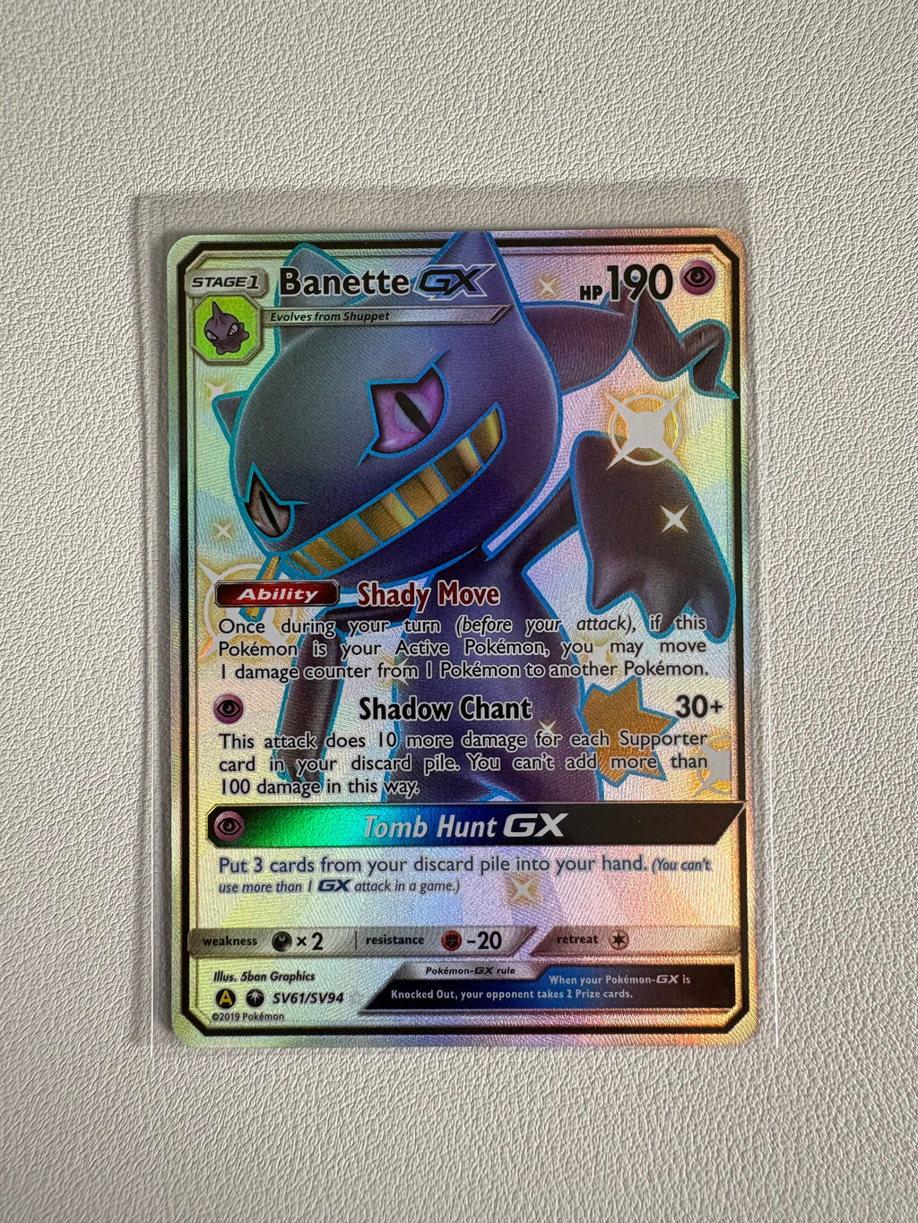 Banette GX Hidden Fates: Shiny Vault - Shiny Holo Rare -SV61/SV94 Near Mint