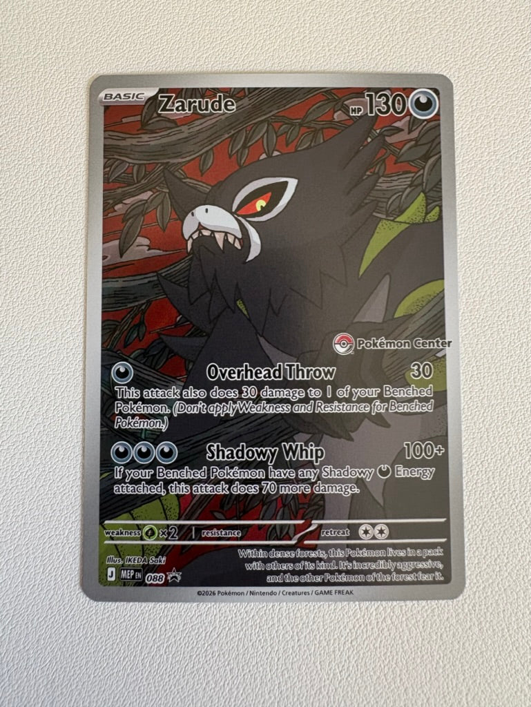 Zarude Pokemon Center Stamped Promo Card Pitch Black - Near Mint