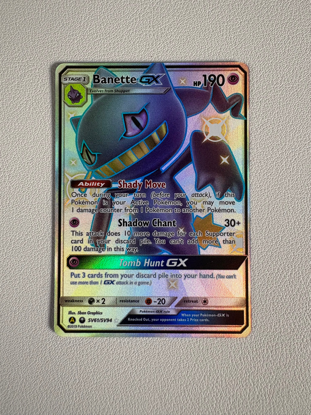Banette GX Hidden Fates: Shiny Vault - Shiny Holo Rare -SV61/SV94 Near Mint